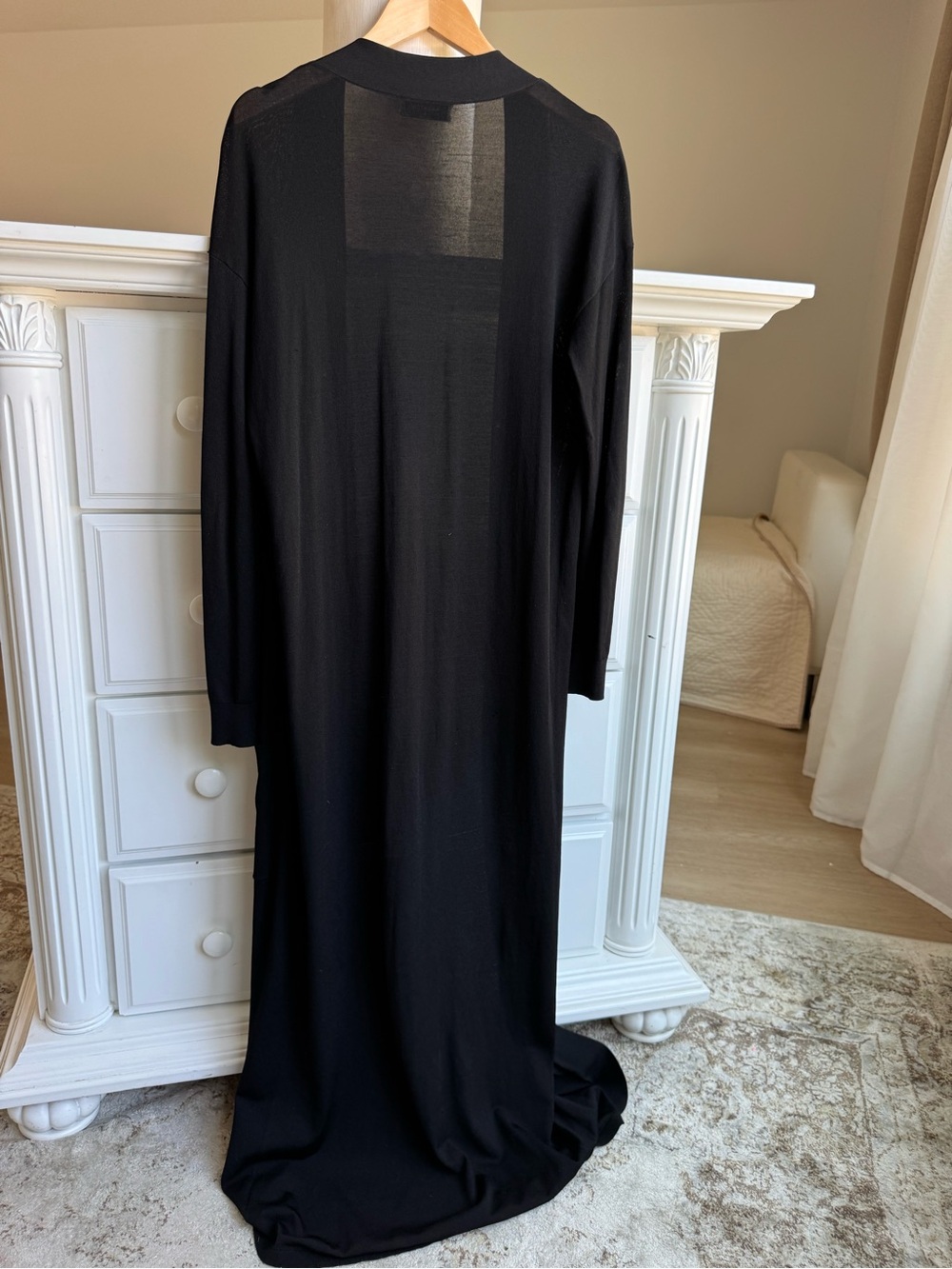 BABATON Black Long Open Front Duster Cardigan Size M